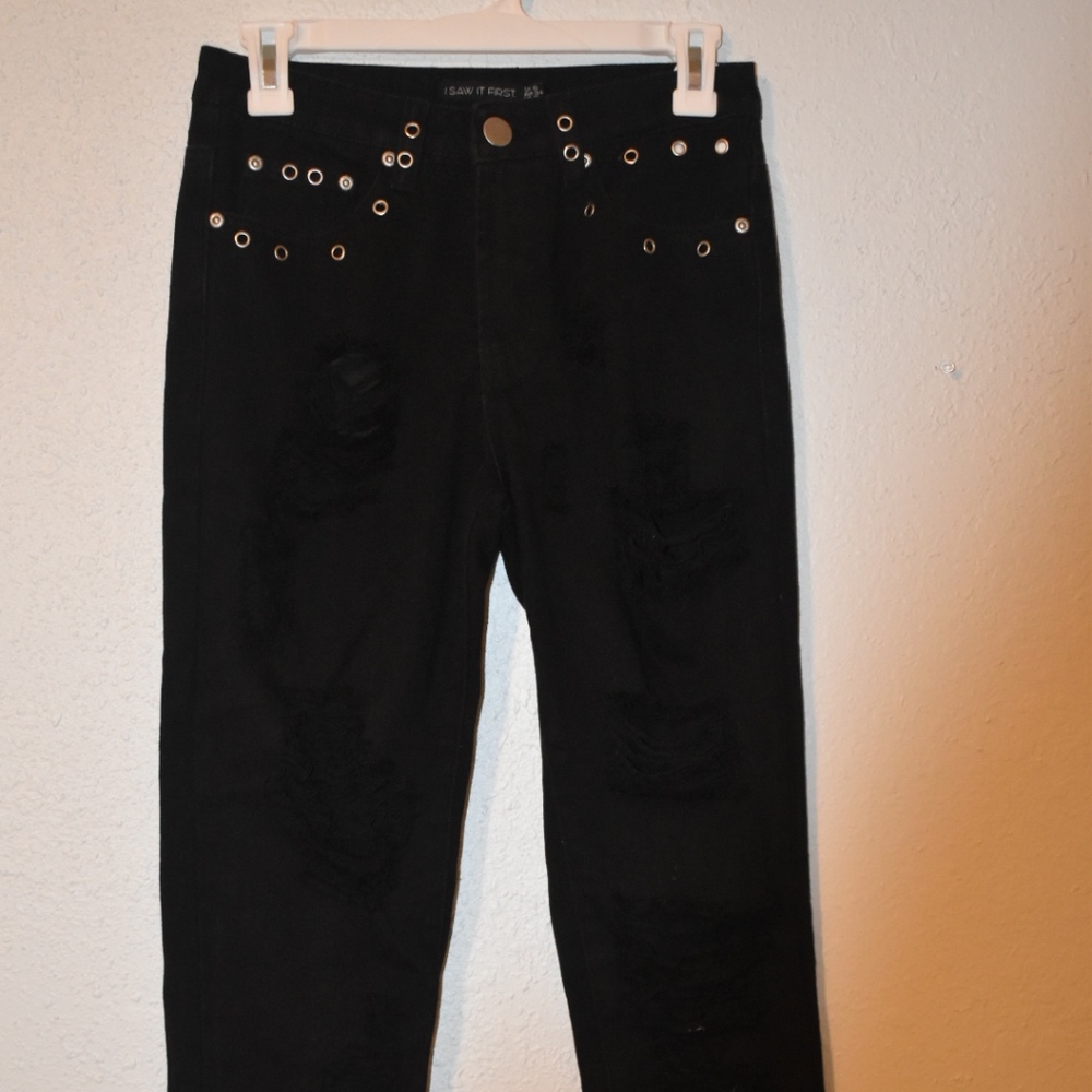 Black Distressed Ripped Mom Jeans